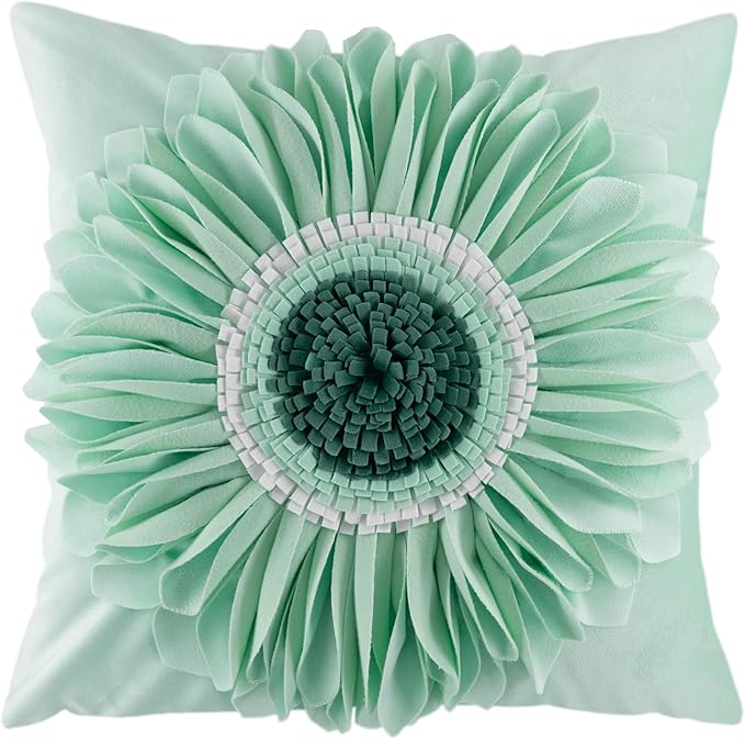 OiseauVoler 3D Sunflower Throw Pillow Cover Decorative Handmade Cushion Cover Case for Home Sofa Car Bed Room Decor 18 x 18 Inch