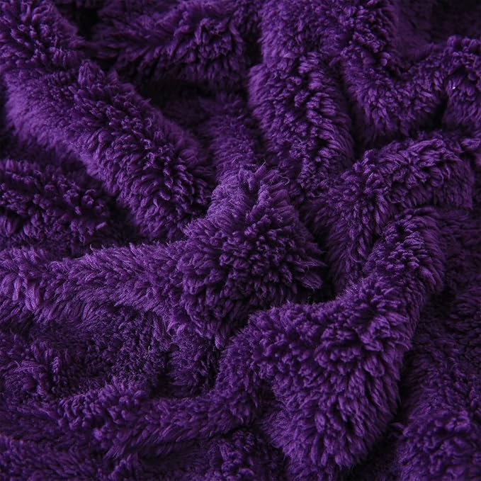 Purple Fleece Throw Blanket 50”×70” for Couch Sofa Bed,Super Soft Cozy Plush Microfiber Flannel Blanket with 3D Checkered Design Lightweight for Adults,Woman,Girls