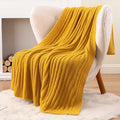 BATTILO Fluffy Soft Yellow Throw Blanket, Fuzzy Plush Mustard Knit Throw Blankets, Warm Lightweight Cozy Blanket for Couch, Bed, Sofa, Home Decor, 50"x60"