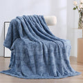 Dusty Blue Fleece Throw Blanket 50”×60” for Couch Sofa Bed,Super Soft Cozy Plush Microfiber Flannel Blanket with 3D Checkered Design Lightweight for Adults,Woman,Girls