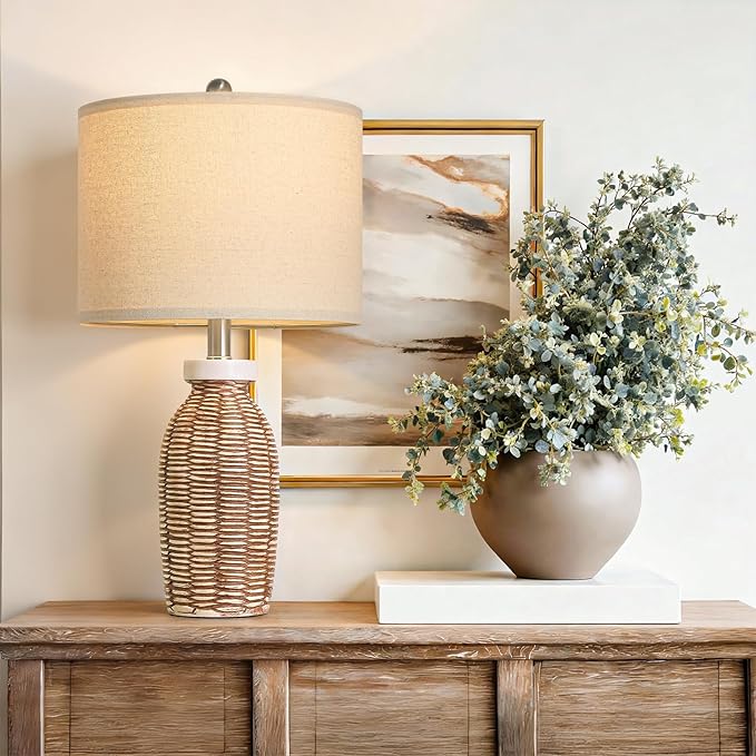 22.75" Table Lamps for Living Room Small Lamps for Bedroom Bedside Lamps Set of 2 Boho Lamps for Night Stands Nightstand Lamp Farmhouse Vintage Rustic Modern Side End Table Lamp Light Home Deco Gifts