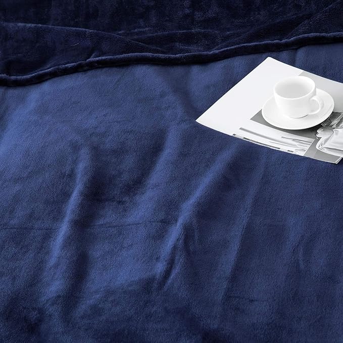 IR Imperial Rooms Fleece Blanket King Size – Soft 400 GSM Plush Microfiber King Size Blanket, Warm Lightweight King Blanket for The Bed, 108x90 Inches, Navy
