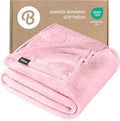 Bare Home Fleece Blanket - Full/Queen - Ultra-Soft Lightweight for Bed, Sofa, and Couch - Luxury Microplush - Cozy Warm Blanket (Full/Queen, Light Pink)