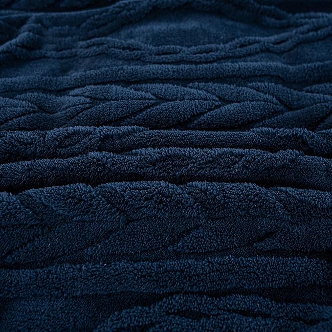 YUSOKI Queen Size Blanket Single Layer,Weight(4.4lb),370GMS-3D Stylish Design for Gift Home Decor (Navy,90"x90")