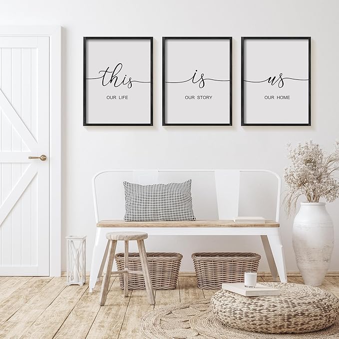 Heiple This is Us Wall Decor 11"x14" Framed Wooden Wall Sign for Home Decor Farmhouse Vintage Rustic Living Room Minimalist Family Wall Art (Black)