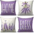 Spring Pillow Covers 16x16 Inch Set of 4 Lavender Home Sweet Home Purple Throw Pillows Decorative Pillow Cases Summer Seasonal Farmhouse Decorations for Sofa Couch