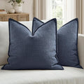 MIULEE Pack of 2 Thick Textured Couch Throw Pillow Covers, Navy Blue Decorative Pillow Covers 20x20, Neutral Linen Cushion Cases for Sofa Bed Living Room Modern Farmhouse Home Decor, No Filling