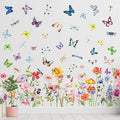 Zonon 6 Pcs Flowers Wall Decals Stickers Vinyl Removable Peel and Stick Colorful Dragonflies Floral Wall Murals Decor for Bedroom Living Room Nursery(Modern)