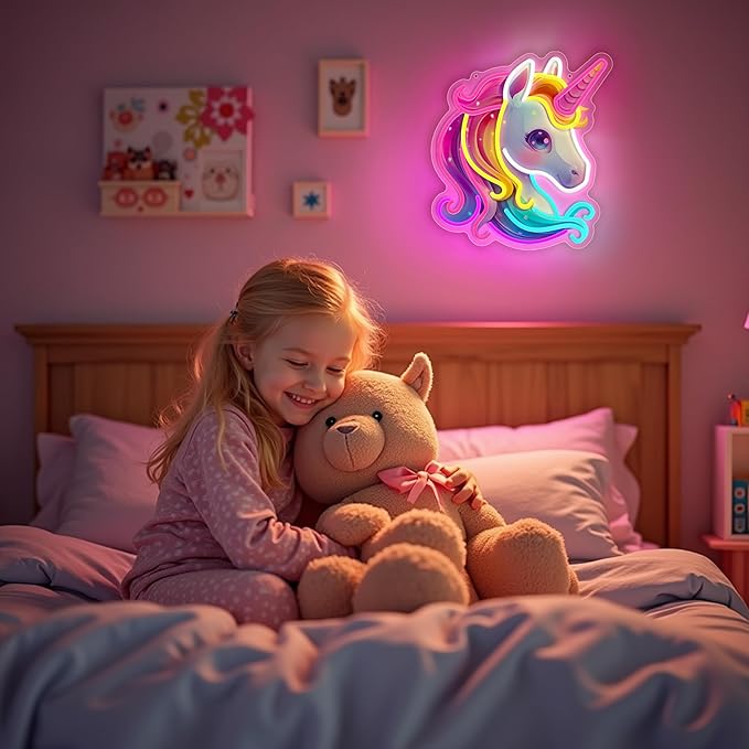 Unicorn Neon Sign, Colorful Unicorn Neon Signs for Wall Decor, Dimmable Acrylic Neon Lights for Girls Room Bedroom School Classroom Party Decorations Nursery, Perfect Gifts