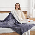 Queen Size Heated Blanket 84''X90'' Heating Blanket - Purple Electric Blanket Flannel Sherpa Double Controllers Heated Blanket with 5 Heat Settings & 10 Hours Auto-Off for Grandma Gifts(Lavender)