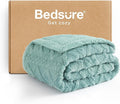Bedsure Gentlesoft Sherpa Fleece Blanket Twin Size for Bed - Fluffy & Cozy Cable Jacquard Tufted for Women Gift, Thick and Warm Christmas Blanket for Winter, Sage Green, 60x80 Inches