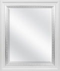 MCS 16x20 Large Wall Mirror, White Woodgrained Frame with Silver Embossed Detail & Beveled Detail Mirror, Vertical & Horizontal Wall Hanging Mirror for Bathroom, Bedroom & Livingroom