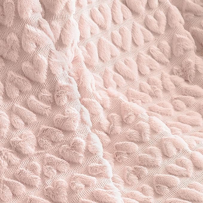 Horaldaily Valentine Blanket Throw, Pink Cute Love Heart Soft Fuzzy Plush Faux Fur Cozy Blankets for Couch Sofa Bed Lounging, Ideal Gifts for Kids Adults Wife Self, 60x80
