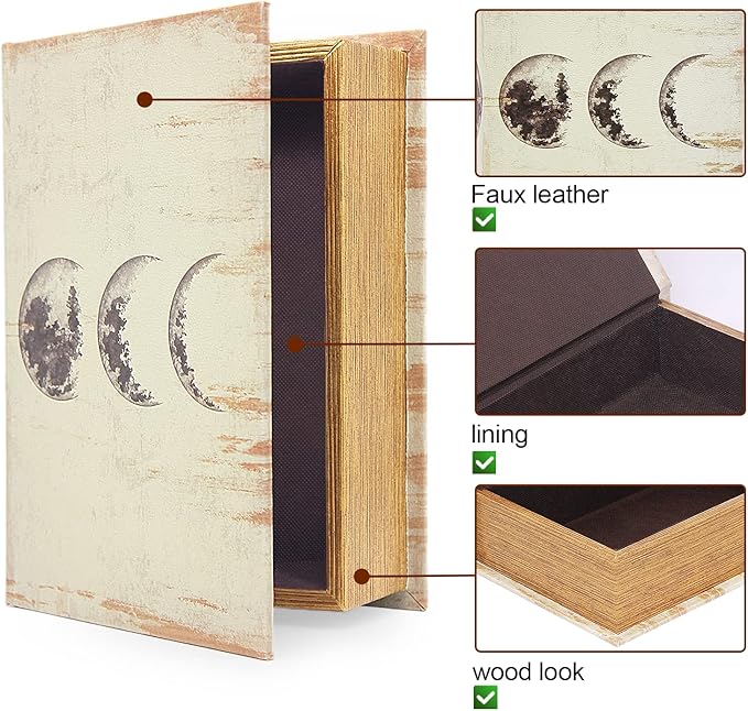 PACOLO Decorative Book Boxes, Faux Wood with Magnetic cover Storage for Hidden Jewelry, Money, and Cash (Lunar Eclipse)