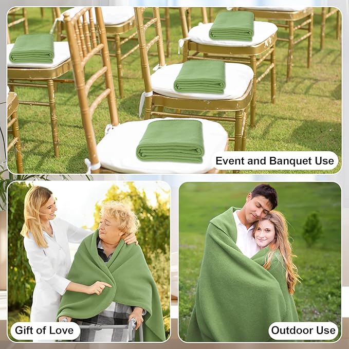 60PCS Sage Green Blankets Bulk 50 X 60, Soft Lightweight Throw Blanket Kit Cozy Blankets Bulk for Bed Sofa Couch Warm Pet Fleece Blanket Set for Wedding Homeless Home Office Travel Gift for Seasons