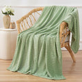 Puncuntex Flannel Fleece Throw Blanket Sage Green 50"×60",Super Soft Plush Cozy Blanket with Square Grid Design Luxury for Couch Sofa Chair