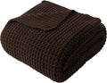 Bunnikins & Clover Dark Brown Throw Blanket for Couch, 50"x60" Soft Chenille Knit Throw Blanket for Home Decor, Decorative Chocolate Brown Blanket for Bed, Living Room