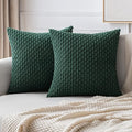 MIULEE Army Green Throw Pillow Covers Soft Corduroy Decorative Set of 2 Boho Striped Pillow Covers Pillowcases Farmhouse Home Decor for Couch Bed Sofa Living Room 18x18 Inch