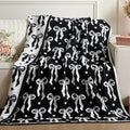 Buryeah Black Bow Blanket Soft Microfiber Double Sided Bow Throw Blanket 50"x 60" Coquette Aesthetic Plush Bedding Stuff Sofa Chair Dormitory Room Decor for Women, Wedding Bridesmaid Gifts, Mother
