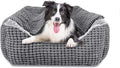 GASUR Dog Beds for Large Medium Small Dogs, Rectangle Cave Hooded Blanket Puppy Bed, Luxury Anti-Anxiety Orthopedic Cat Beds for Indoor Cats, Warmth and Machine Washable (25 inches, Grey)