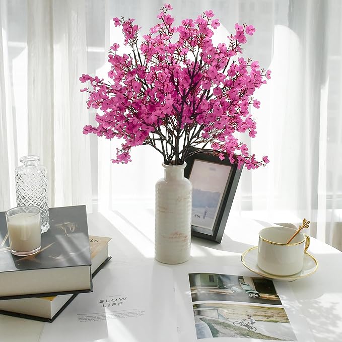 Mandy's Lavender Artificial Baby’s Breath Flowers 6 Bundles Silk Gypsophila, 18.5 Inch European Style Modern Home Decor Centerpiece, Neutral Wedding Flower Arrangements