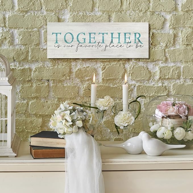 Family Wall Signs Decor Together is Our Favorite Place to Be Inspirational Quotes Wall Plaque Rustic Farmhouse Motivational Canvas Prints Wall Art for Living Room Bedroom Entryway Office Home Decor