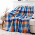 BATTILO Colorful Plaid Throw Blanket for Couch Bed, Fall Blue Plaid Throw Blanket with Vibrant Colors,Super Soft Cozy Cashmere Mohair Tartan Plaid Blanket for Fall Decor Home Decor(50"x60")