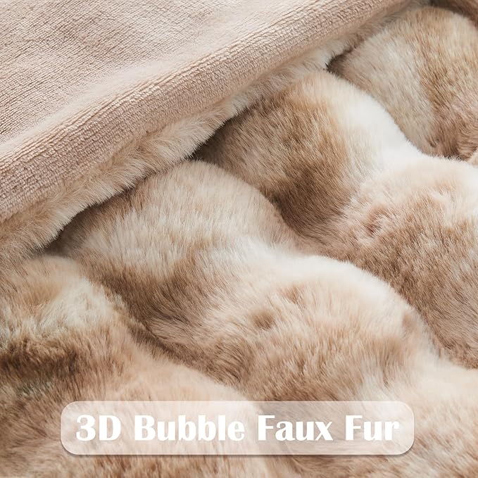 NEWCOSPLAY Faux Fur Twin Blanket Tie Dye Luxury Fluffy Thick Warm Bubble Blanket for Couch Sofa Bed 1000GSM (Tie Dye Bubble Thick, Twin(60"x80"))