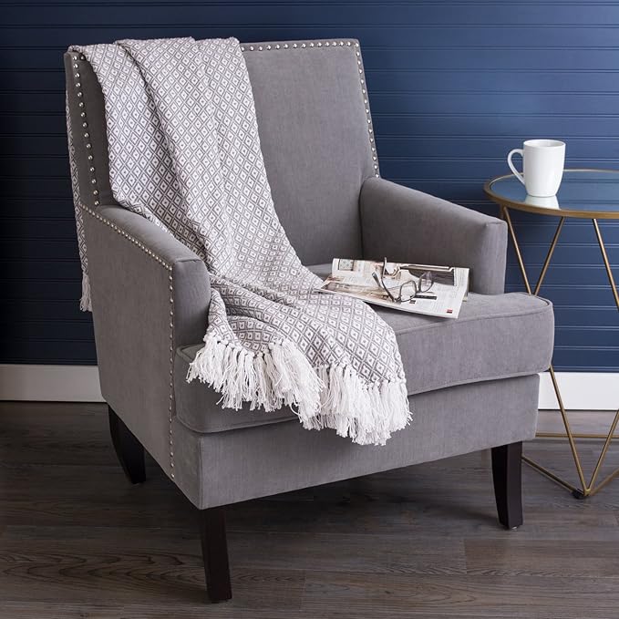 DII Global Mini Diamond Woven Throw, 50x60, Gray (Pack of 2)
