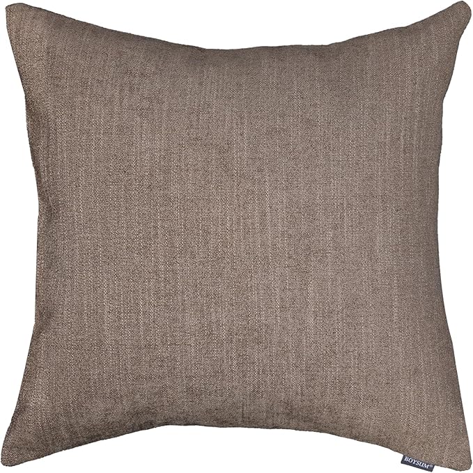 BOYSUM Set of 2 Leather Throw Pillow Covers Cotton Linen Decor Patchwork Pillow Cover Faux Leather Pillows Cover for Couch Sofa Living Room Bedroom,Coffee 16"x16"