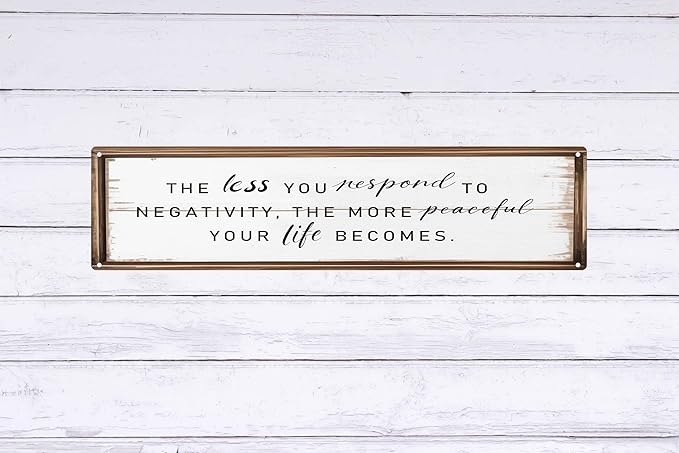 Negativity Response Metal Sign 4x16in Motivational Plaque for Yoga Room Meditation Wall Art