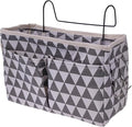 Bedside Caddy Organizer Hanging Storage Basket with Large Pockets & Hooks, Heavy-Duty Canvas Bedside Organizer for Bunk Beds, Dorm Rooms, Hospital Beds & Small Spaces (Gray Triangle Pattern)