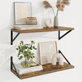 Axeman Deep Floating Shelves | 24 Inch Brown Wall Shelves Set of 2 | 10 Inch Deep Wood Floating Shelves for Wall | 24" W x 10" D Rustic Brown Shelves for Living Room Bathroom Kitchen