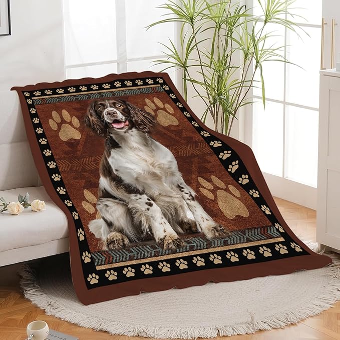 Springer Spaniel Blanket for Girls Women Boys Men Adults Kids Soft Cozy Fleece Cute Dog Throw Blankets Gifts Warm Flannel Plush Lightweight Decor for Couch Bed Sofa 80"X60"
