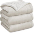 Bedsure GentleSoft Sherpa Fleece Blankets King Size for Bed, Non-Heated, Thick and Warm Throw for Women and Men, Soft Fuzzy Plush King Blanket for Winter, Linen, 108x90 Inches
