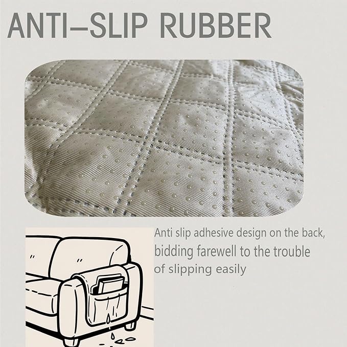Remote Control Holder for Couch, Armchair Caddy for Recliner Sofa Armrest Organizer, PU Waterproof Non-Slip Bedside Storage with 5 Pocket for Cell Phone TV Remote Magazine Tablet Glass Brown