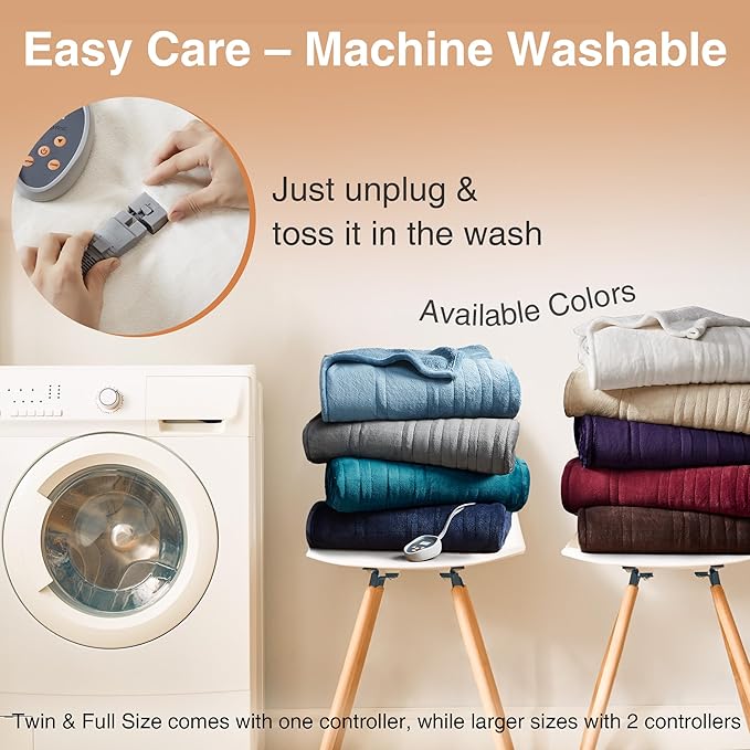 Beautyrest Electric Blanket, Soft, Warm, Reversible Plush - Sherpa Heating Blanket with 20 Heat Settings, 1-10 hrs Timer Auto Shut Off, Machine Washable, Full (84 inx80 in), Purple