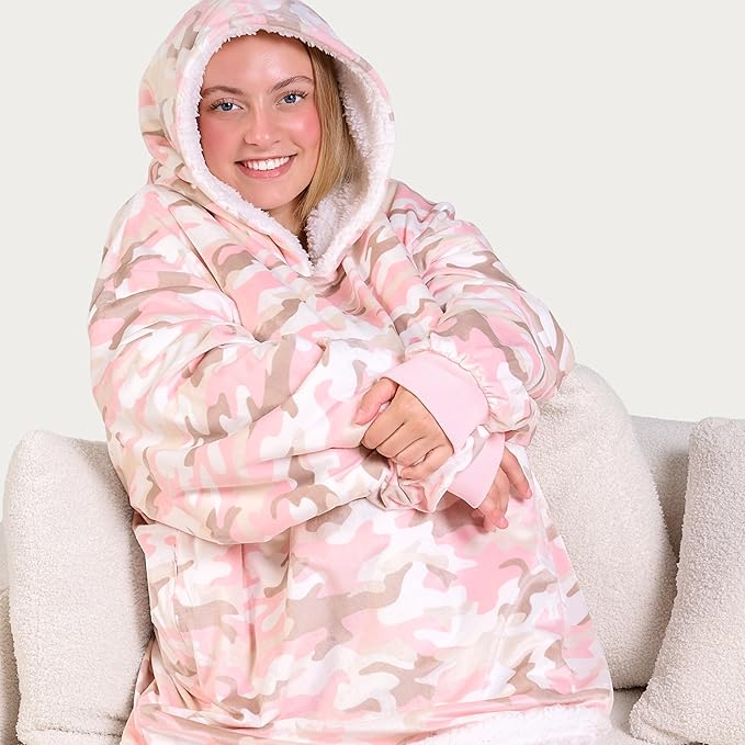Bare Home Wearable Blanket Hoodie - Soft Plush Sherpa - Warm and Cozy - Oversized Wearable Blanket - Adult & Kid Sizes