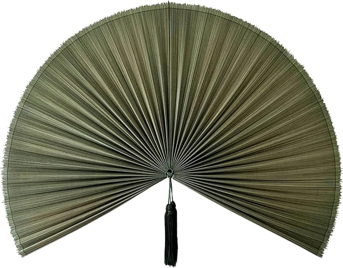 Chicvillage Bamboo Wall Fan Decor - 47” Handmade Woven Bamboo Wall Hanging Fan, Large Japanese Fan Wall Decor for Above Bed, Boho Natural Asian Wall Art, Lightweight & Easy to Hang, Green