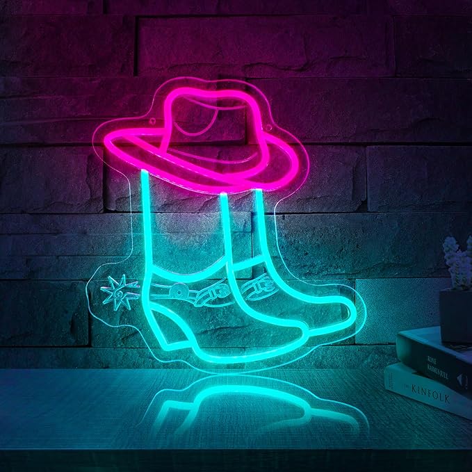 Neon Sign LED Light (Pink Cowboy Boots)