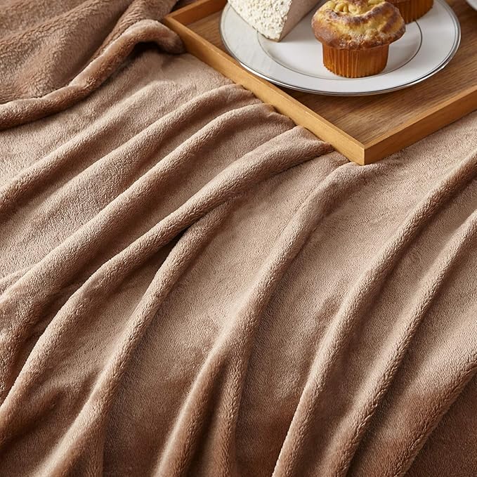 Hansleep Fleece Camel Full Blanket, Super Soft Flannel Fuzzy Plush Cozy Blanket for All Seasons, Camel, Full 84x90 Inches