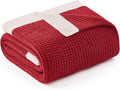 Amélie Home Chenille Waffle Throw Blanket for Couch, Soft Cozy Knit Blanket Warm Decorative Throw for Sofa, 50"x60", Christmas Red