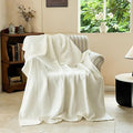 Simple&Opulence Linen Cotton Throw Blanket with Double Layered Folded Edge for Couch/Bed/Sofa/Gift, Natural Flax Solid Color Soft Breathable Cozy Farmhouse Home Décor - White, 50"x60"