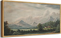 SHENIFY Vintage Framed Wall Art Rustic Cottage Country Riverside Landscape Scenery Home Decor Retro Mountain Decorations for Bedroom Ready to Hang Wall Artwork - 8x16in Natural Framed