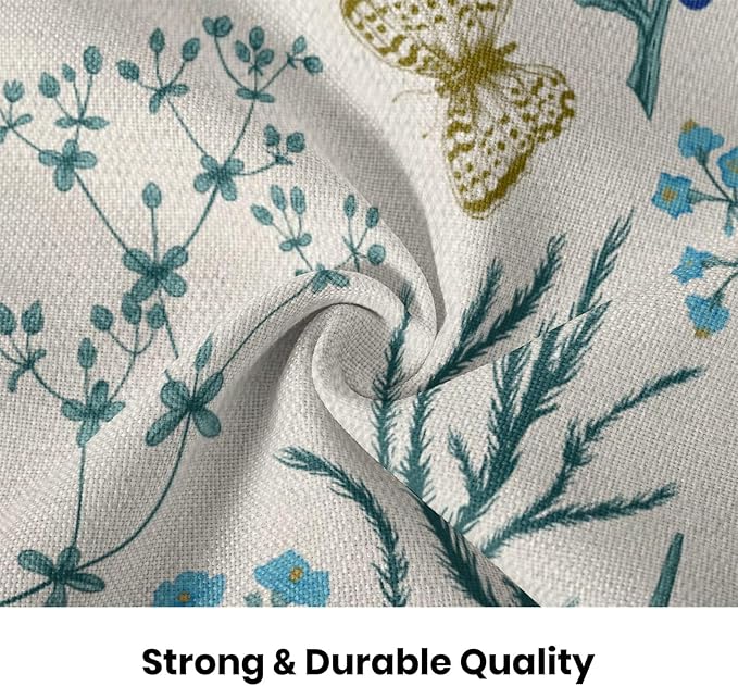 AEIOAE Spring Pillow Covers 22x22 Inch Set of 2,Blue Teal Wild Flower Plant Throw Pillows Case,Seasonal Floral Outdoor Decorative Square Linen Farmhouse Decor Cushion Covers for Home Sofa Bed Couch