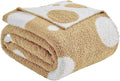 CozeCube Super Soft Fullfy Microfiber Reversible Knitted Blankets, Warm Cozy Fuzzy Plush Throw, Beige and White Polka Dot Throw Blanket for Couch Bed Sofa, 60" x 80"