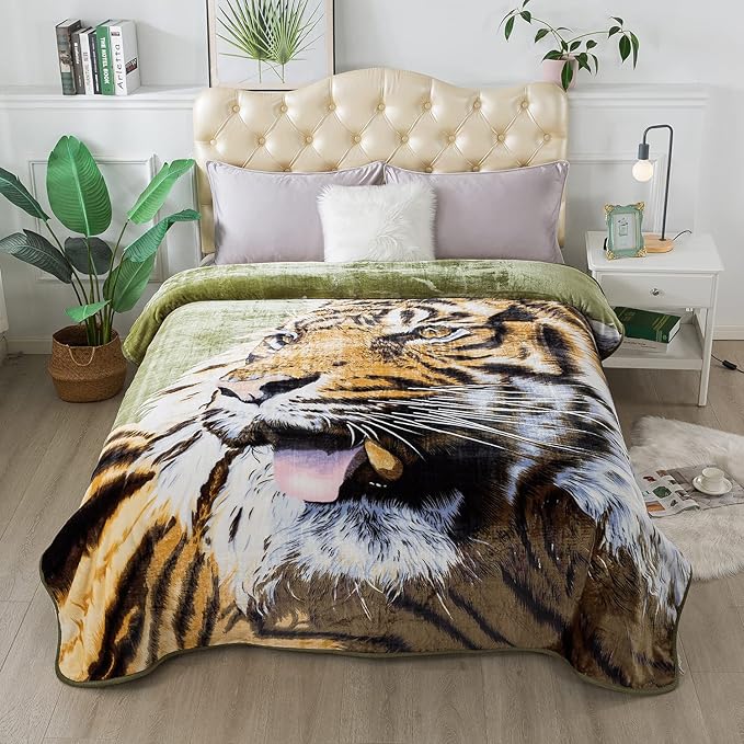 JYK Plush Fleece Blanket Queen Size 91" x 75", 3.7LBs 1 Ply Soft Korean Mink Warm Lightweight Bed Blanket for Autumn Winter