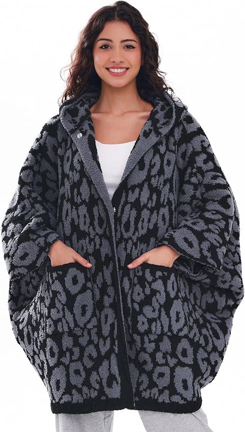 WDCOZY Wearable Blanket Hoodie Poncho Throw Comfy Soft Warm Cape Shawl Cozy Cloak Wrap Hooded with Sleeves For Women Adults