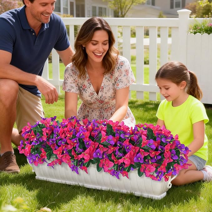 Yastouay 8 Bundles Artificial Flowers for Outdoors, Bougainvillea Fake Flowers for Outside, UV Resistant Silk Outdoor Faux Plants for Porch Patio Planter Front Door Garden Decor(Fuchsia Hot Pink)
