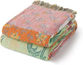 100% Cotton Boho Throw Blanket for Home Decor – Classic Farmhouse Quilt Bedding, Muslin Blankets for Adults, Vintage Woven Decorative Blanket for Couch, Bed Layering Use, Patchwork, 90"x90"